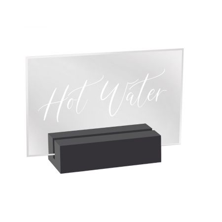 Cal-Mil 22336-3-13 Sign, "Hot Water", 3-1/2" x 1" x 2-1/2", crystal acrylic signage with bright