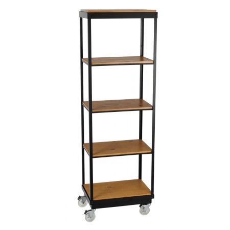 Cal-Mil 22343-5-99 Madera Merchandising Cart, 5-tier, 24"W x 16"D x 72"H, rustic pine shelves, metal frame