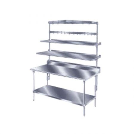 Advance Tabco PT-10S-132 Overshelf, table mounted, single, 132"W x 10"D, stainless steel, uprights of shelf, splash