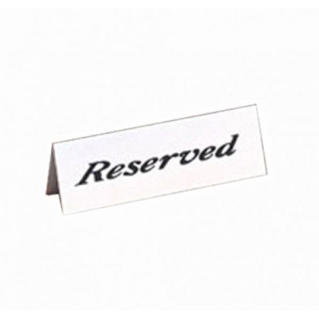 American Metalcraft 2601H Message Tent Sign, "Reserved", 6"L x 2"H, tent style, double-sided print, heavy