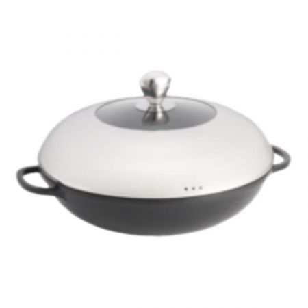 Tablecraft Buffet CWDC1040 Induction Wok, 3 qt., 13" dia. x 3", round, lid included, cast handles, safe for stove top