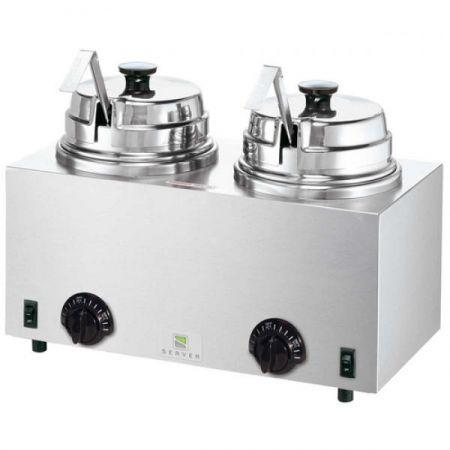 Server 81220 TWIN FS TOPPING WARMER WITH LADLES, rethermalizing, water-bath warmer/cooker, with individual