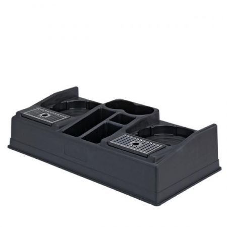Service Ideas APLR25BL Airpot Stand, 26" x 13-1/2" x 5-3/4", holds (2) airpots, 5-compartment for condiments