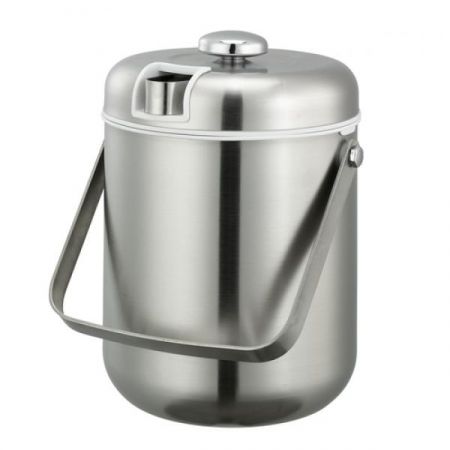Franmara 9283 Jamboree Double Wall Brushed Stainless Steel 2 Qt. Ice Bucket  with Lid and Tong