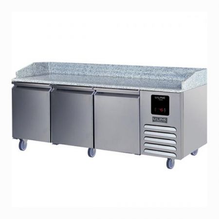 U-Line UCPP488-SS61A U-Line by Desmon Refrigerated Pizza Prep Table, two-section, (3) solid doors, 88-3/8"W, 21.89