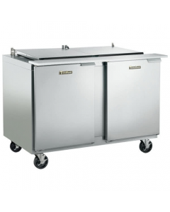 Centerline™ by Traulsen UST4818-LR-SB Dealer's Choice Compact Prep Table Refrigerator with low-profile flat lid Reach-in two-section 48" wide holds (18) 1/6 pans 4" deep (included) can accommodate up to 6" deep pans