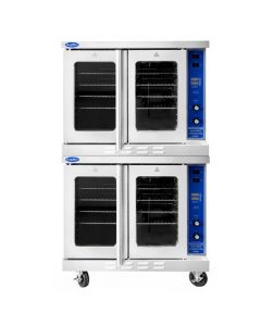 Atosa ATCO-513B-2 Bakery Depth Double Convection Oven, stainless steel exterior, enamel interior, coved corners, 5 shelves each, 46K BTU each