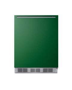 Summit Commercial BRF611WHG 24 in. wide refrigerator-freezer for residential use with an emerald green door, stainless steel handle, and white cabinet