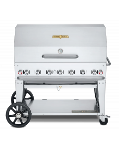 Crown Verity CV-MCB-48RDP-LP Mobile Outdoor Charbroiler, Roll Dome Pkg, LP gas, 46" x 21" grill area, 7 burners, 304 stainless steel