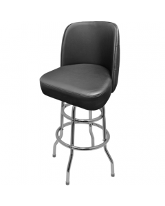 Oak Street SL8134-BLK Swivel Bar Stool, Black upholstered tufted back and bucket seat, with double ring chrome frame (seat ships unassembled)