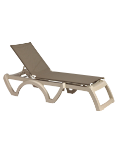 Grosfillex UT679181 Jamaica Beach Chaise, Stackable, Without Arms, Adjustable Sling, Sandstone Resin Frame, Power